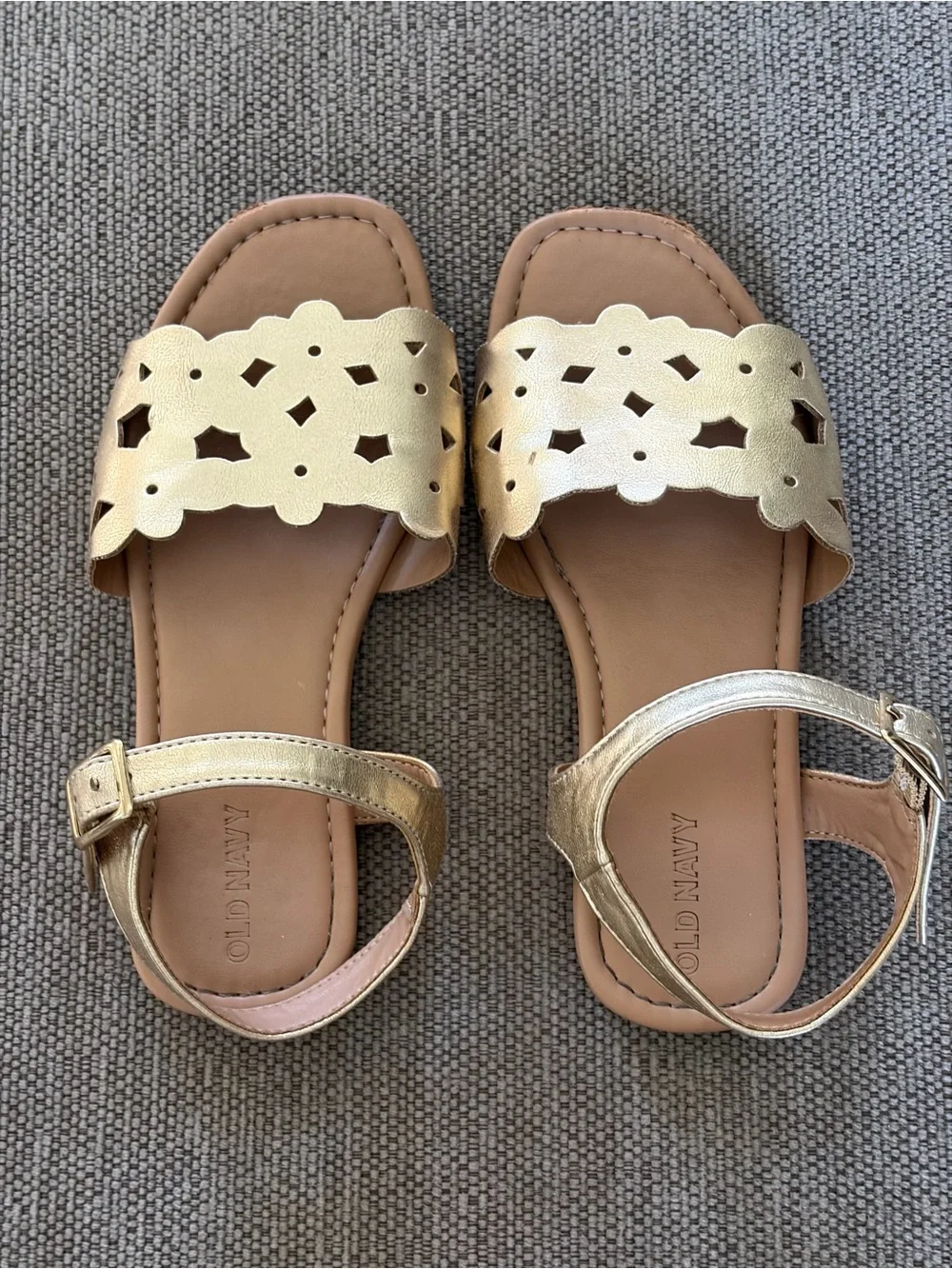Old Navy Girls' Metallic Gold Cutout Ankle-Strap Sandals